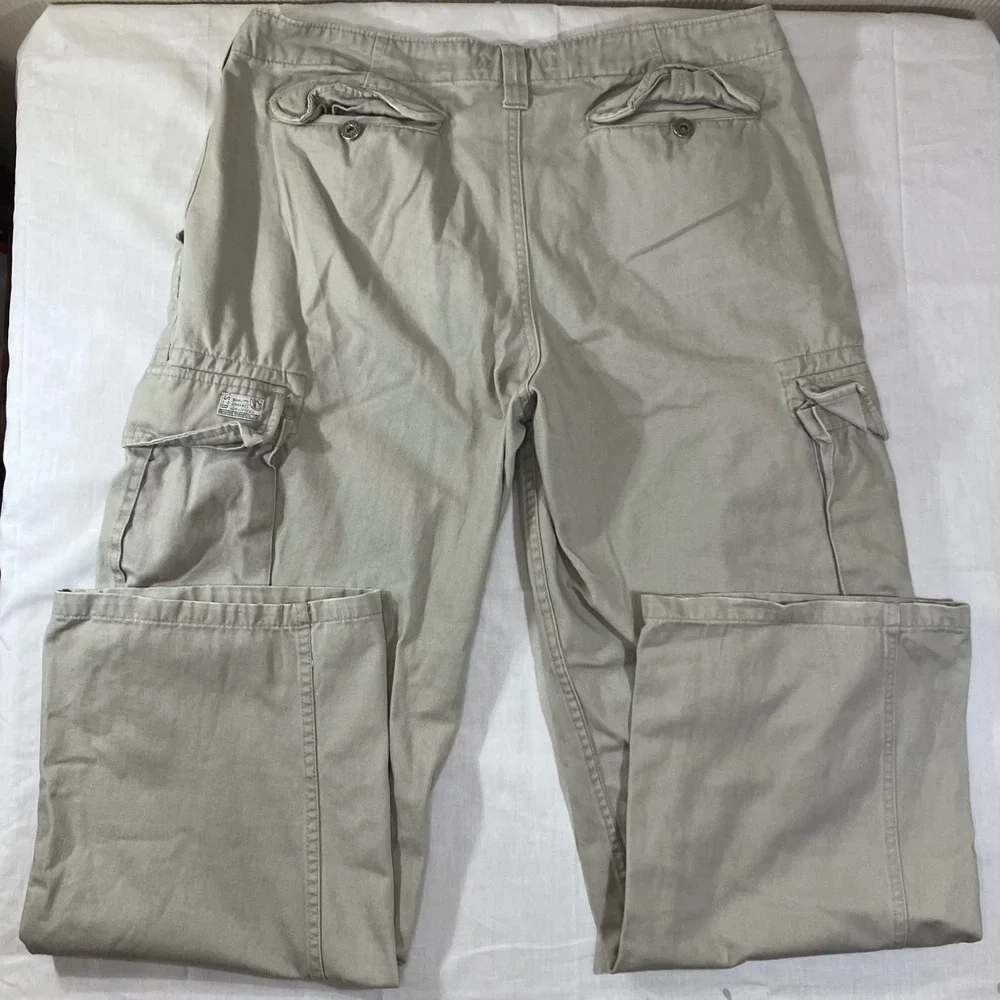 S&B Quality Apparel Outfitters Mens Khaki Tan Cargo Pants Relaxed Fit 34x32